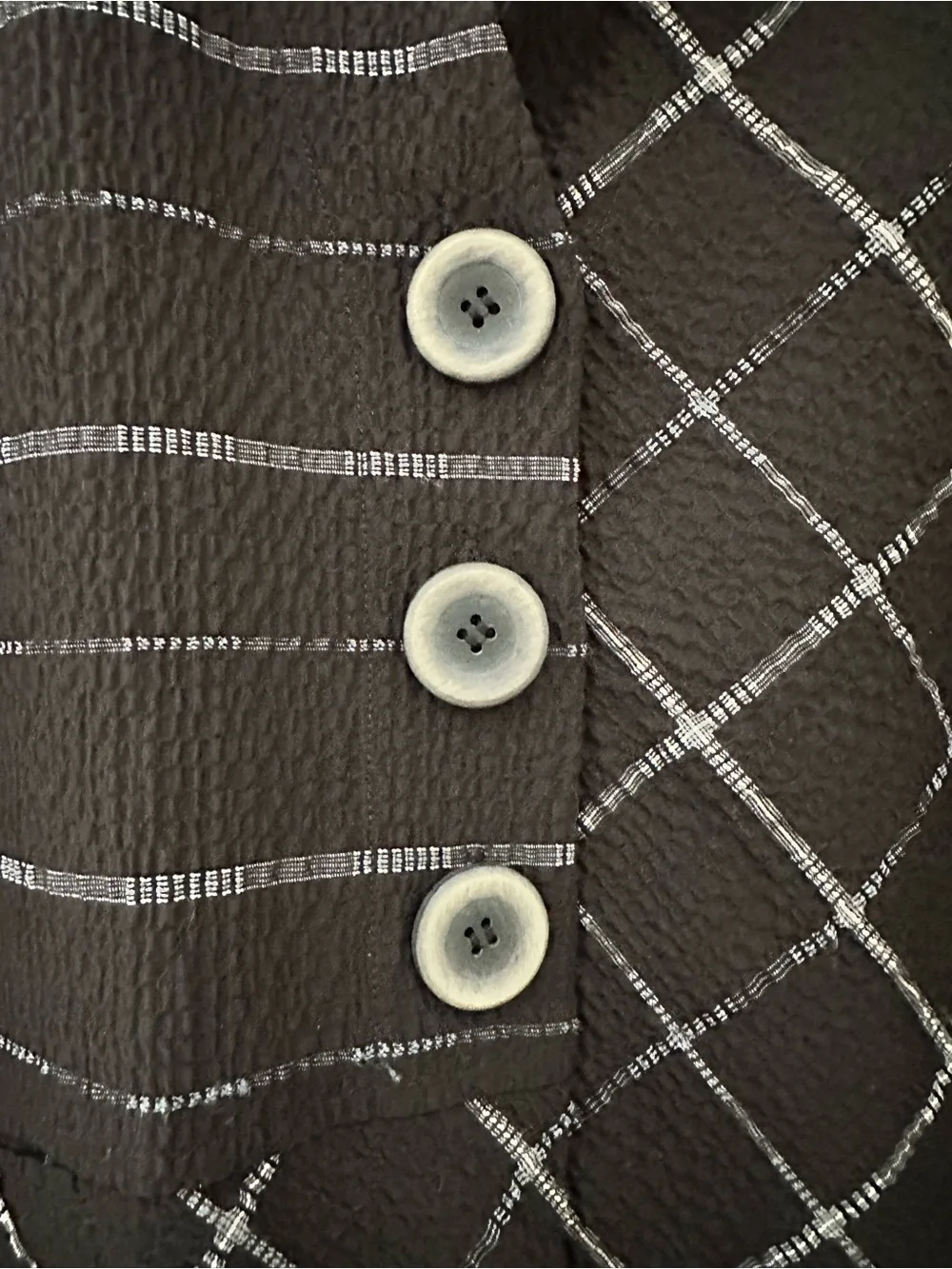 Habitat Textured Black Button-Front Jacket Top with White Windowpane Trim Small - Picture 3 of 7